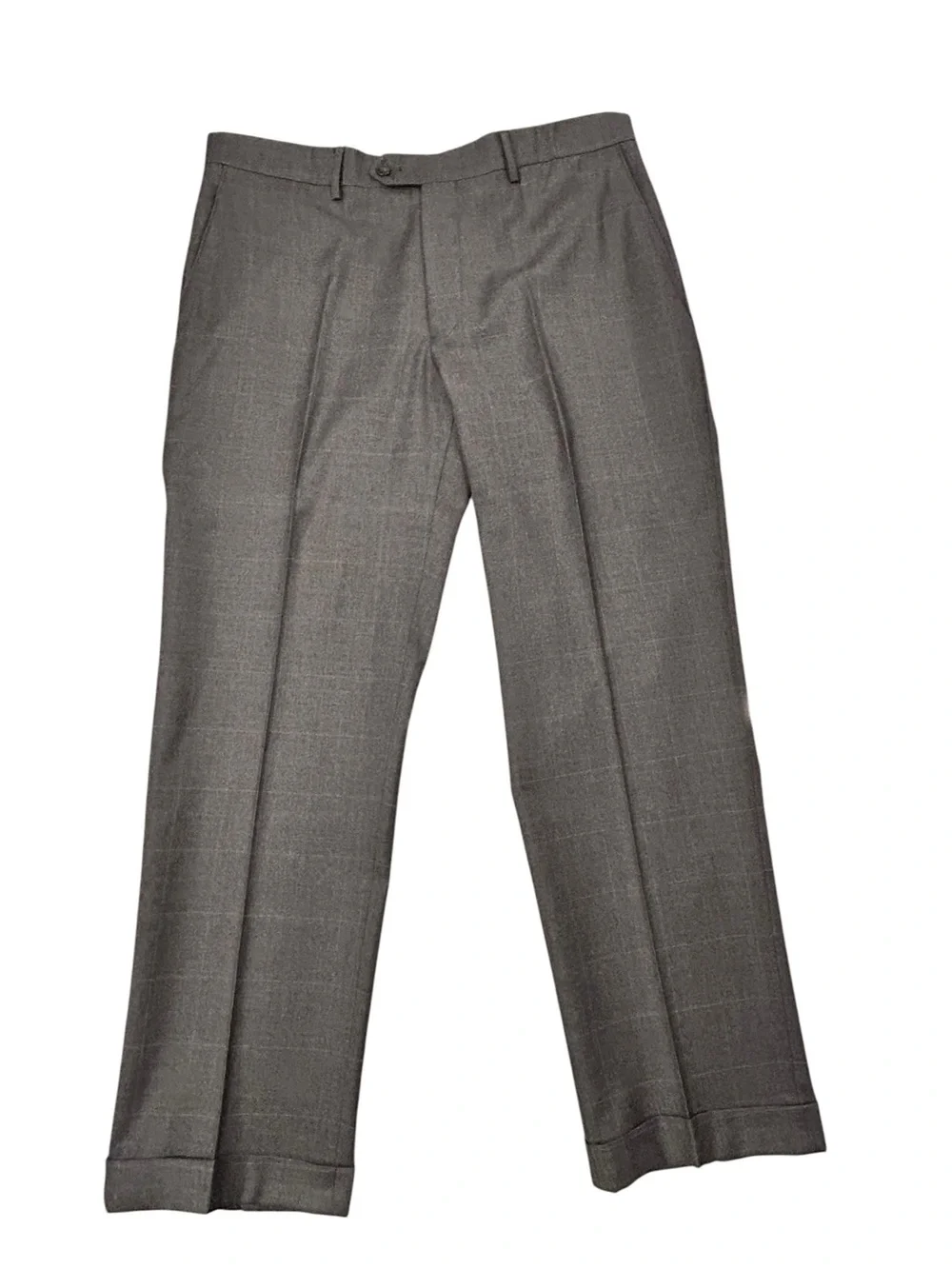 Jos. A. Bank Traveler Men's Gray Windowpane 2PC Suit 100% Wool 42S Formal Office